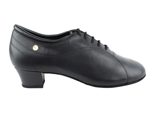 Men's Latin Dance Shoes Black Leather 1.5" Heel CD9326DB
